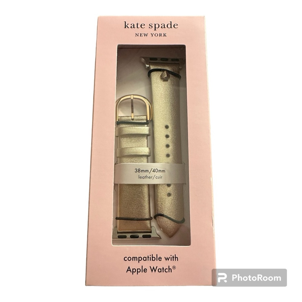 Kate Spade NWT Rose Gold Apple Watch Genuine Leather Band 38/40